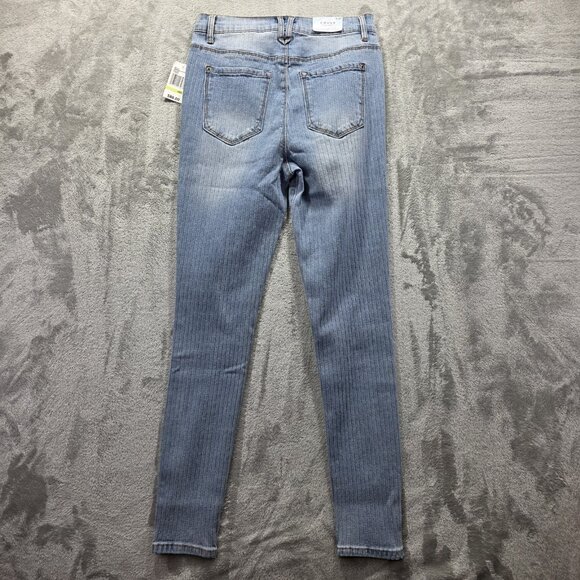 Curve Appeal Jeans Womens 4 High Rise Essential Skinny Pinstripe Denim Pants - Picture 2 of 11